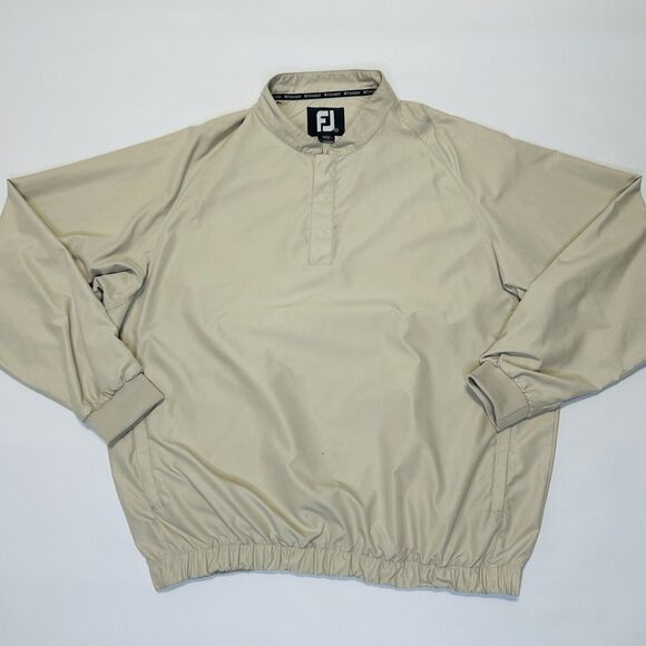 FootJoy Golf Jacket Mens Size XL Beige Windbreaker 1/4 Snap Pullover Mock Neck - Picture 4 of 12